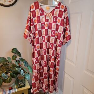 Solelia Tiger Moon Printed With Tags Long Kaftan, Size XS Pit To Pit 25in